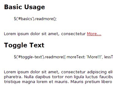 jQuery readmore plugin